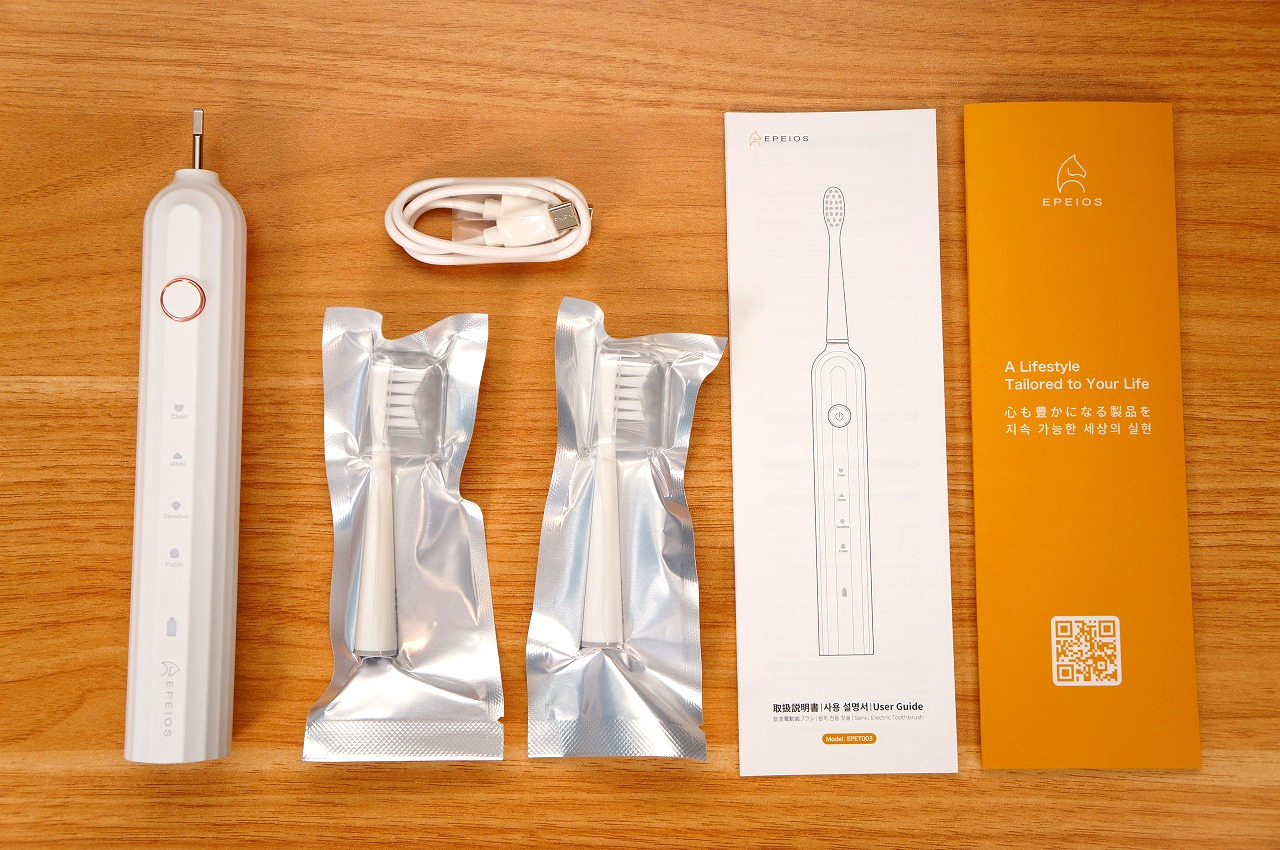 EPEIOS 電動歯ブラシ ET003の開封・外観 付属品
